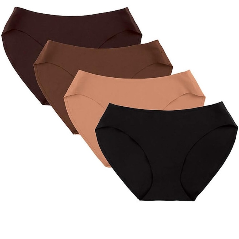 Size Ladies S Seamless Hipster Panties Set Black and Brown